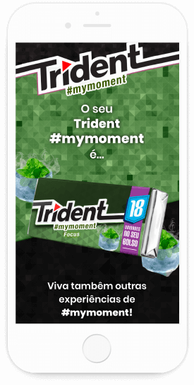 tela interativa criada para o aplicativo Trident #MyMoment