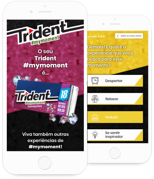 tela interativa criada para o aplicativo Trident #MyMoment